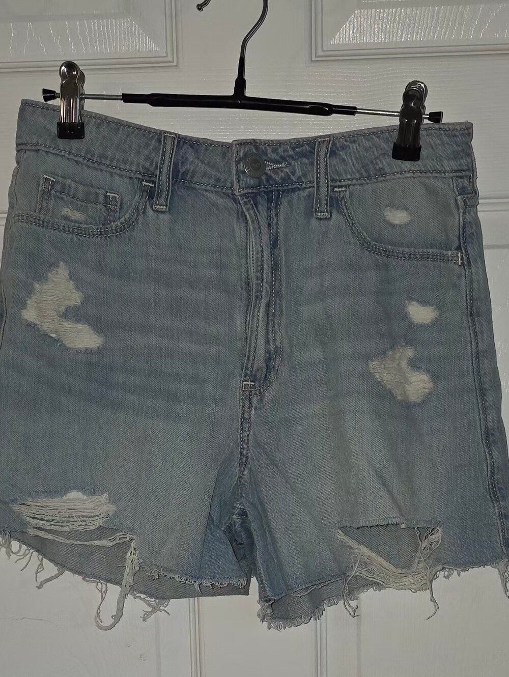 Hollister Light Blue Distressed Denim Cutoff Shorts